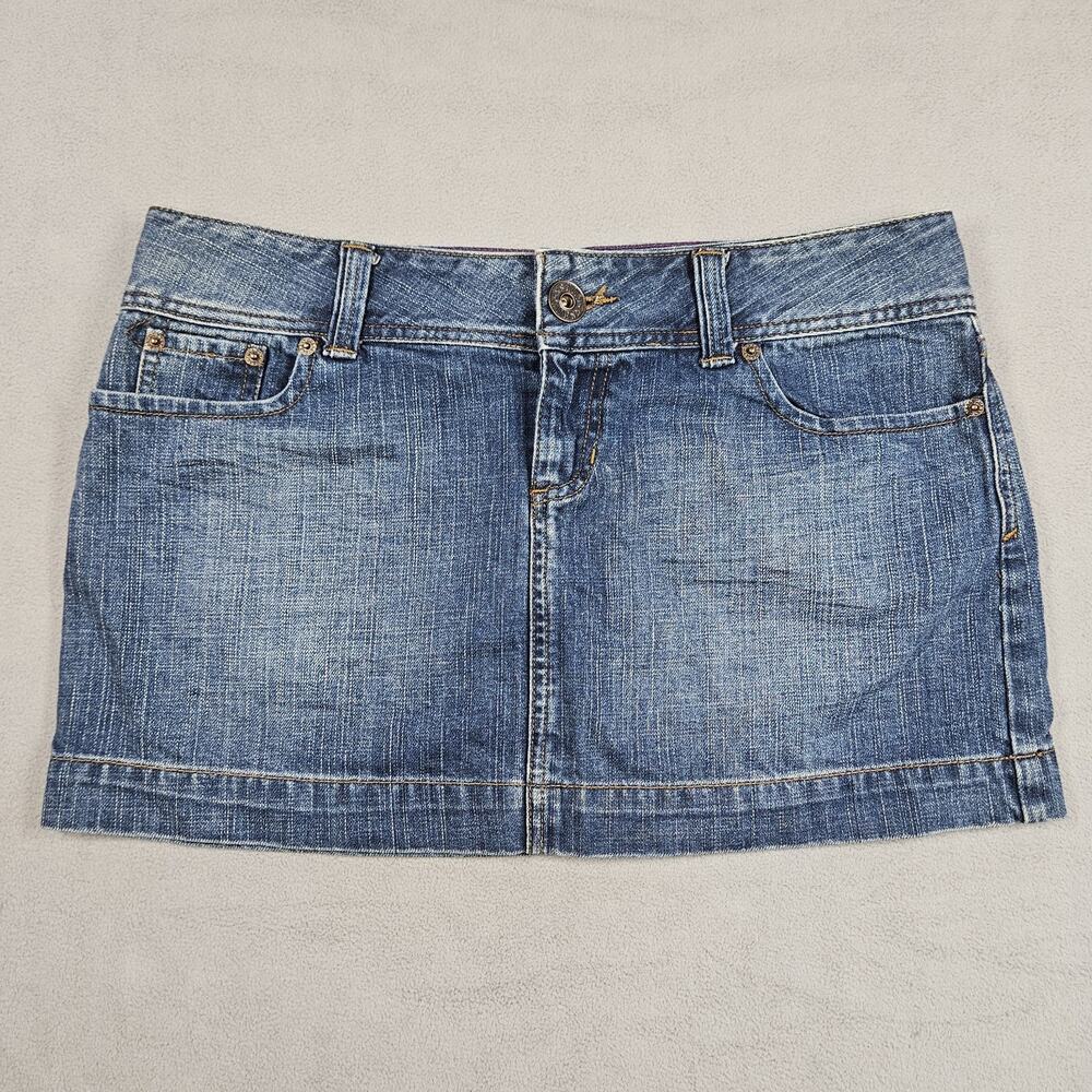 Y2K Guess Jeans Denim Mini Skirt Size 31 Zippered Pockets Micro Preppy Grunge